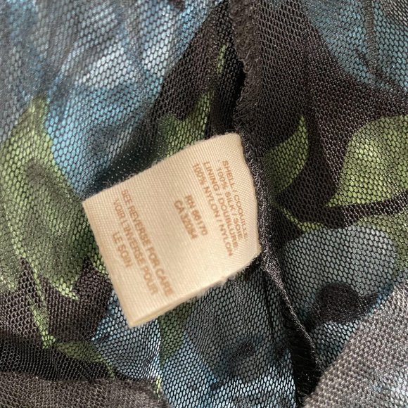 Free People Fit & Flare Dress Women Blue Size 0 Floral Cap Sleeves Silk - Picture 9 of 9